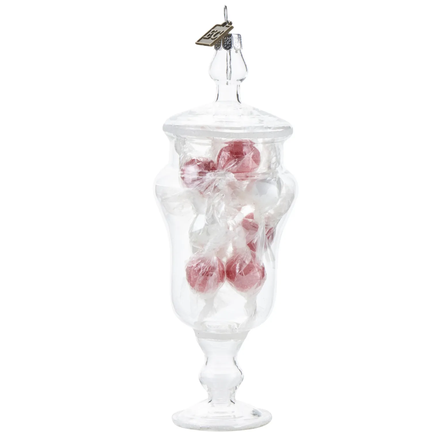 Hot The Jolly Christmas Shop Raz Eric Cortina Clear Glass Peppermint Candy Jar Glass Christmas Ornament