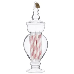 Hot The Jolly Christmas Shop Raz Eric Cortina Clear Glass Peppermint Candy Jar Glass Christmas Ornament
