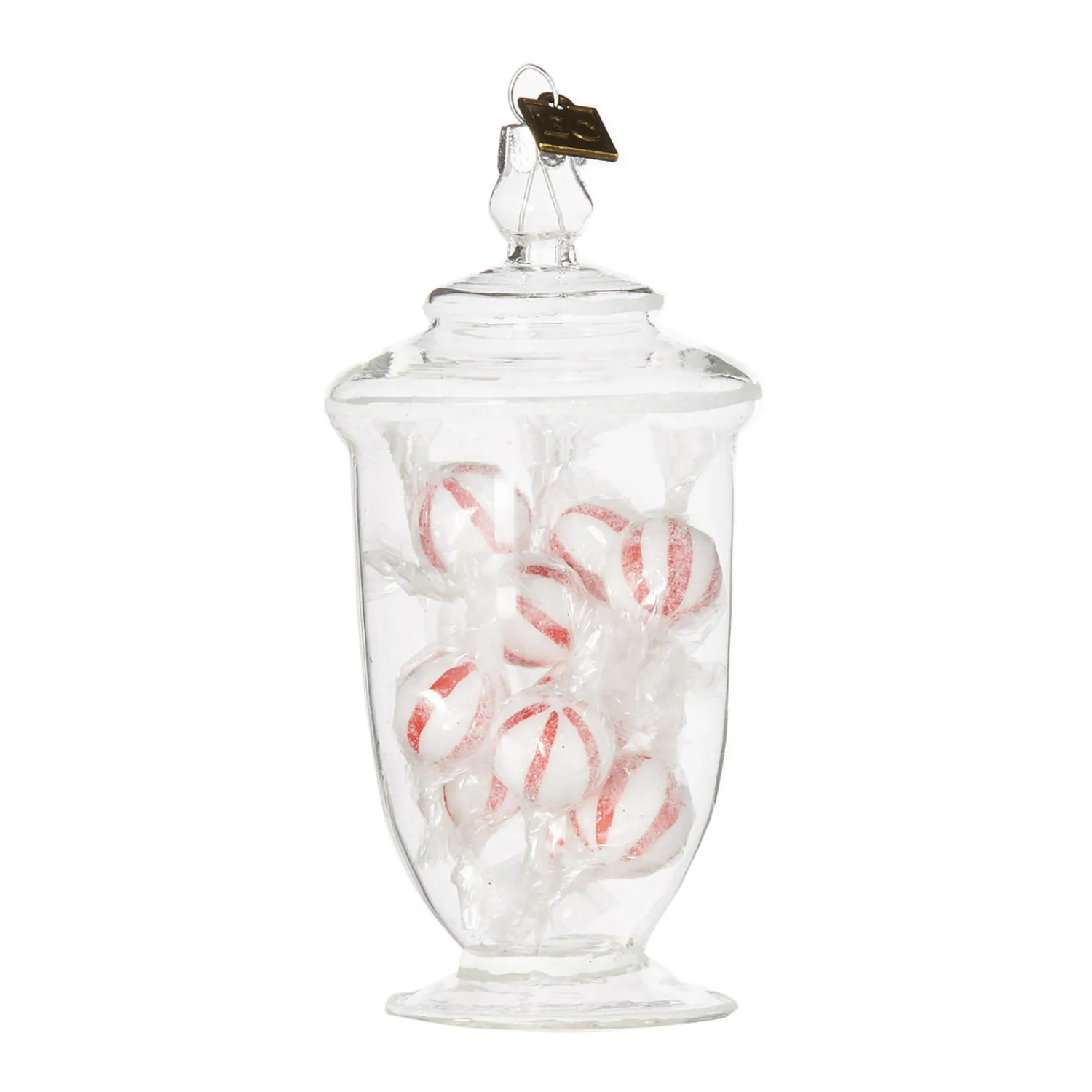 Hot The Jolly Christmas Shop Raz Eric Cortina Clear Glass Peppermint Candy Jar Glass Christmas Ornament
