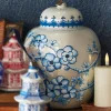Discount The Jolly Christmas Shop Raz Eric Cortina Large 8" Blue And White Ginger Jar Glass Christmas Ornament 4353144