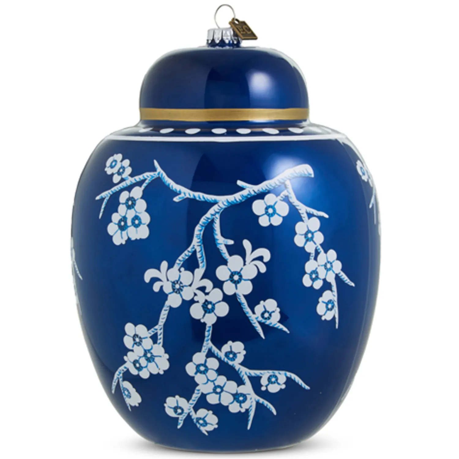 Clearance The Jolly Christmas Shop Raz Eric Cortina Large 8" Dark Blue Ginger Jar Glass Christmas Ornament 4353146