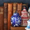 Sale The Jolly Christmas Shop Raz Eric Cortina Large 6.5" Dark Blue Ginger Jar Glass Christmas Ornament 4353180
