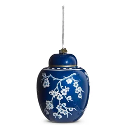 Sale The Jolly Christmas Shop Raz Eric Cortina Large 6.5" Dark Blue Ginger Jar Glass Christmas Ornament 4353180