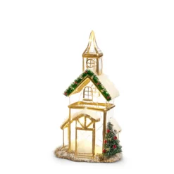 Sale The Jolly Christmas Shop Raz Glass Lighted Gold Church Or Pagoda Christmas Figure
