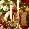 Clearance The Jolly Christmas Shop Raz Gold Horn Taper Christmas Candle Holders Set Of 2 4310185