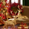 Clearance The Jolly Christmas Shop Raz Gold Large Laying Or Standing Deer With Wreath Christmas Decoration