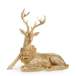Clearance The Jolly Christmas Shop Raz Gold Large Laying Or Standing Deer With Wreath Christmas Decoration