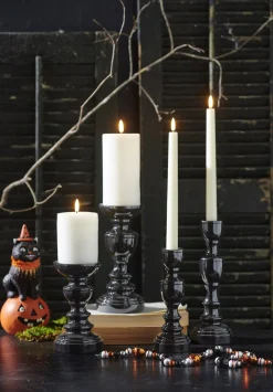 Discount The Jolly Christmas Shop Raz High Shine Black Pillar Or Taper Halloween Candle Holders