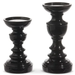Discount The Jolly Christmas Shop Raz High Shine Black Pillar Or Taper Halloween Candle Holders