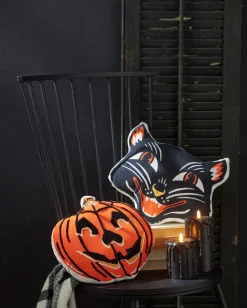 New The Jolly Christmas Shop Raz Jack O Lantern Pumpkin Or Scaredy Cat Cut Out Halloween Pillow