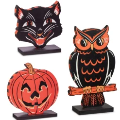 Discount The Jolly Christmas Shop Raz Jack O Lantern, Scaredy Cat, Or Owl Block Cut Out Standing Halloween Sign