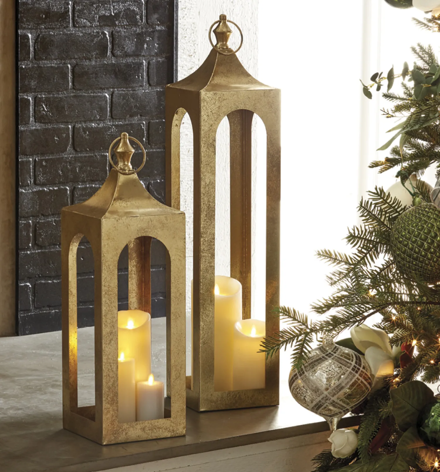 Outlet The Jolly Christmas Shop Raz Large 21" Or 29" Gold Lantern Christmas Decoration