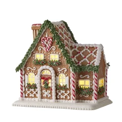 Hot The Jolly Christmas Shop Raz LED Lighted Holiday Spice Gingerbread House Christmas House Figure