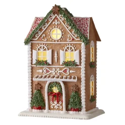 Hot The Jolly Christmas Shop Raz LED Lighted Holiday Spice Gingerbread House Christmas House Figure