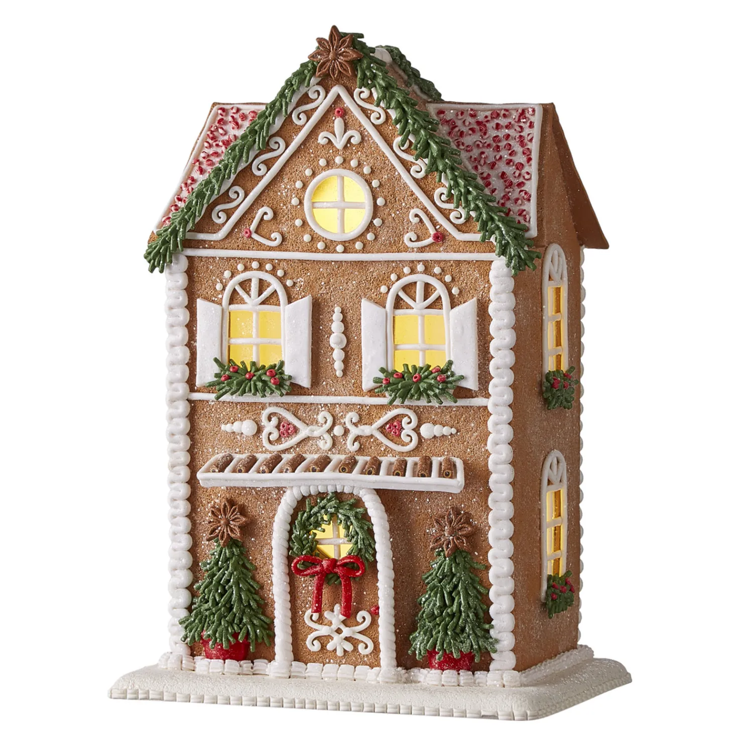 Hot The Jolly Christmas Shop Raz LED Lighted Holiday Spice Gingerbread House Christmas House Figure