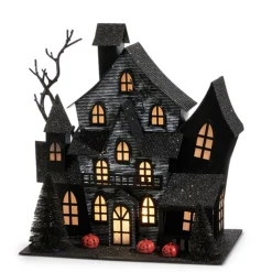 Discount The Jolly Christmas Shop Raz Lighted Black Haunted House Halloween Decorations