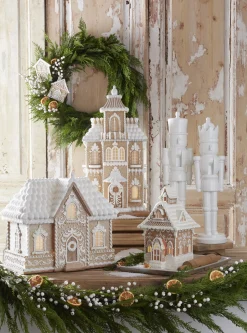 Hot The Jolly Christmas Shop Raz Lighted Brown And White Christmas Gingerbread House Decoration