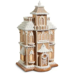 Hot The Jolly Christmas Shop Raz Lighted Brown And White Christmas Gingerbread House Decoration