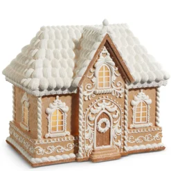 Hot The Jolly Christmas Shop Raz Lighted Brown And White Christmas Gingerbread House Decoration