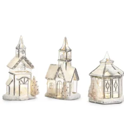 Hot The Jolly Christmas Shop Raz Lighted Silver Church Or Pagoda Glass Christmas House Decoration