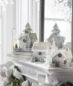 New The Jolly Christmas Shop Raz Lighted Snowy Cardboard Christmas House Decoration