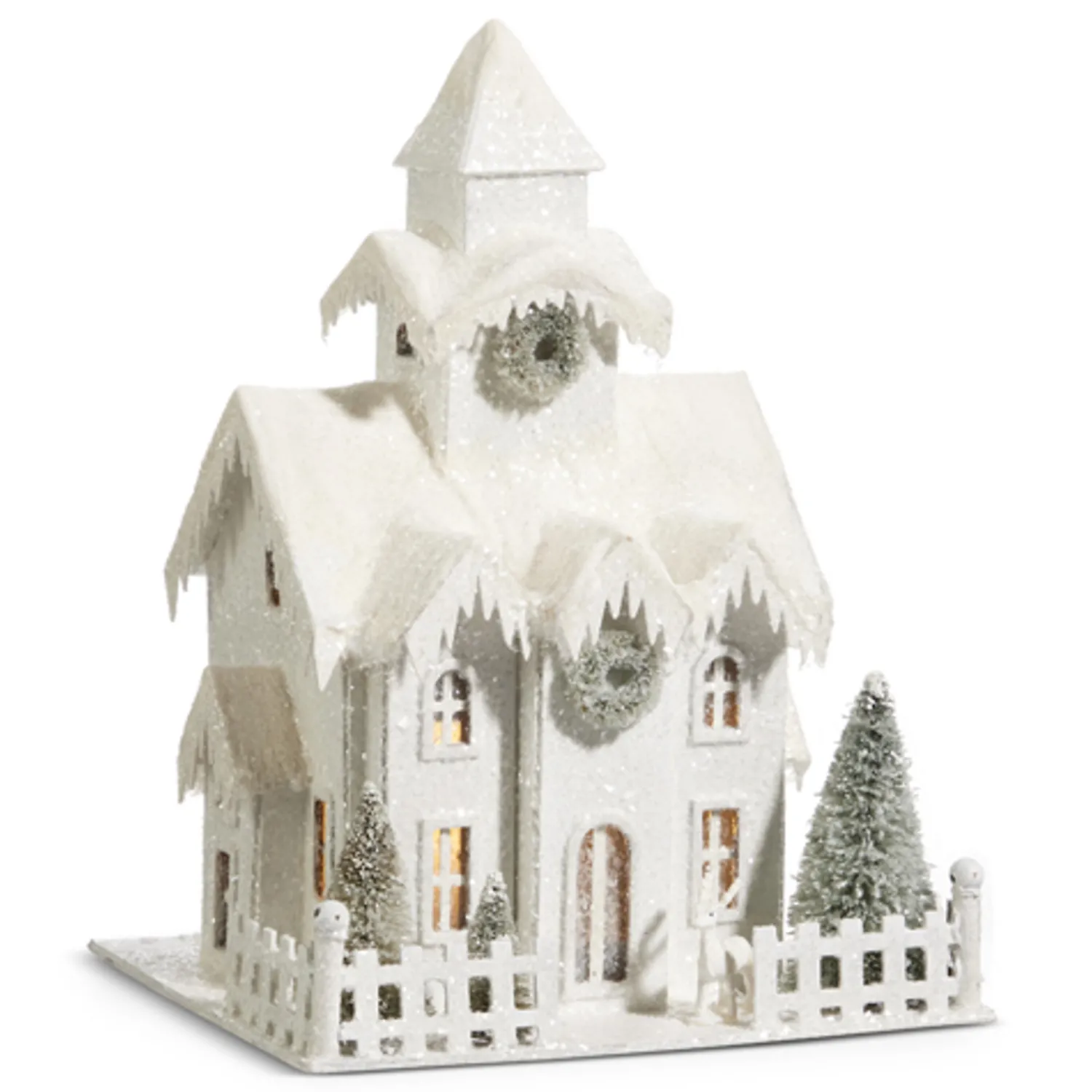 New The Jolly Christmas Shop Raz Lighted Snowy Cardboard Christmas House Decoration