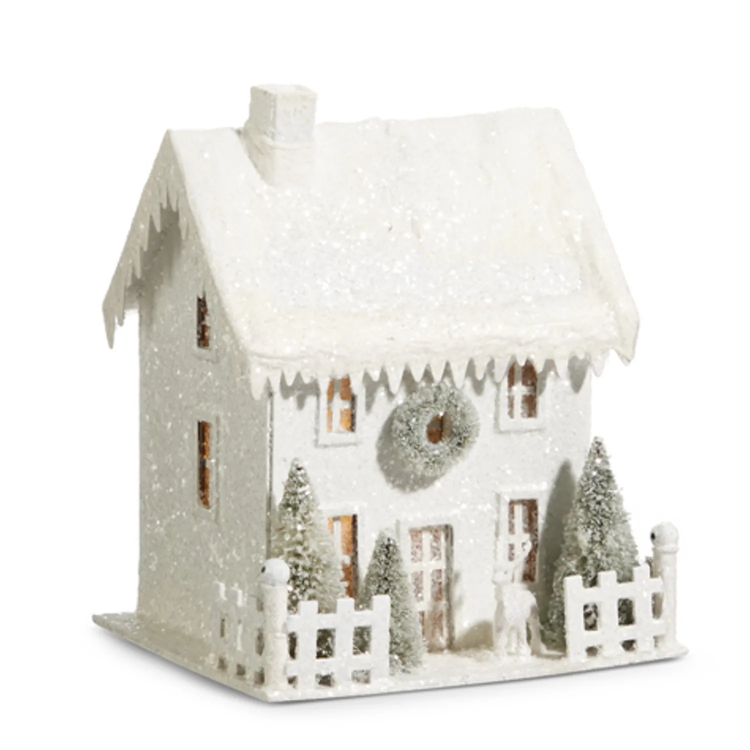 New The Jolly Christmas Shop Raz Lighted Snowy Cardboard Christmas House Decoration