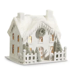 New The Jolly Christmas Shop Raz Lighted Snowy Cardboard Christmas House Decoration
