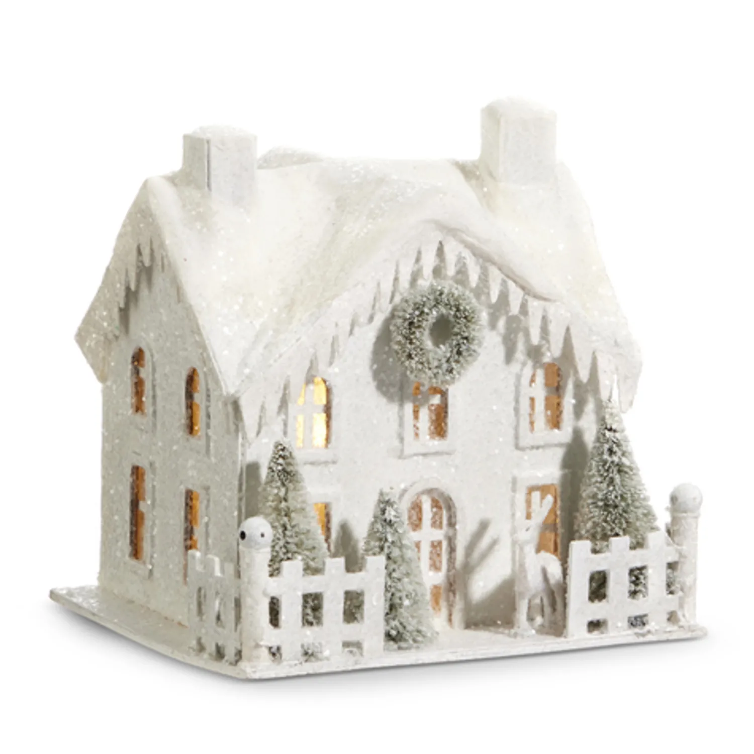 New The Jolly Christmas Shop Raz Lighted Snowy Cardboard Christmas House Decoration