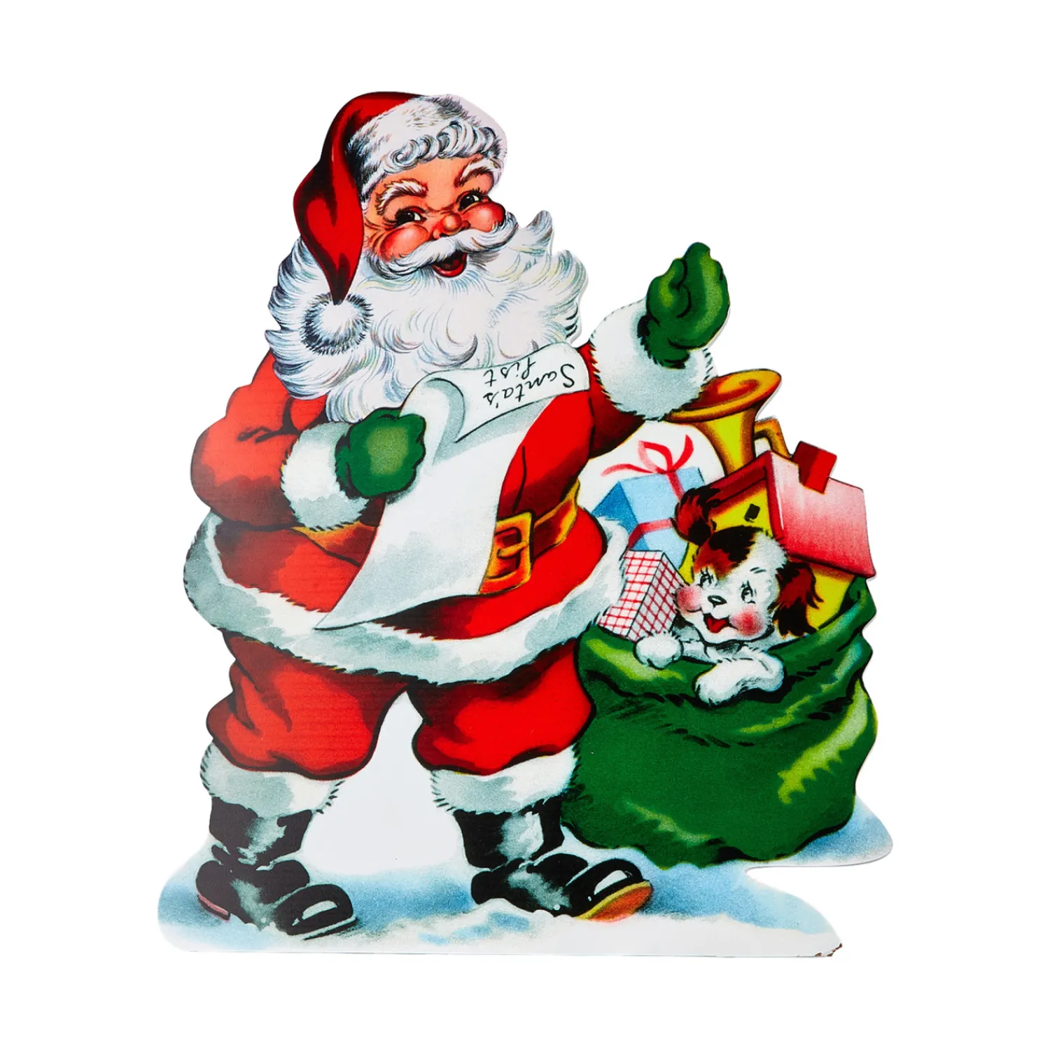 Hot The Jolly Christmas Shop Raz 24"or 3' Santa With List Cut Out Christmas Decoration