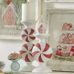 New The Jolly Christmas Shop Raz Peppermint Candy Christmas Candle Holder 4111132