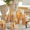 New The Jolly Christmas Shop Raz Pillar Battery Operated Flickering Candle In Gold Glass