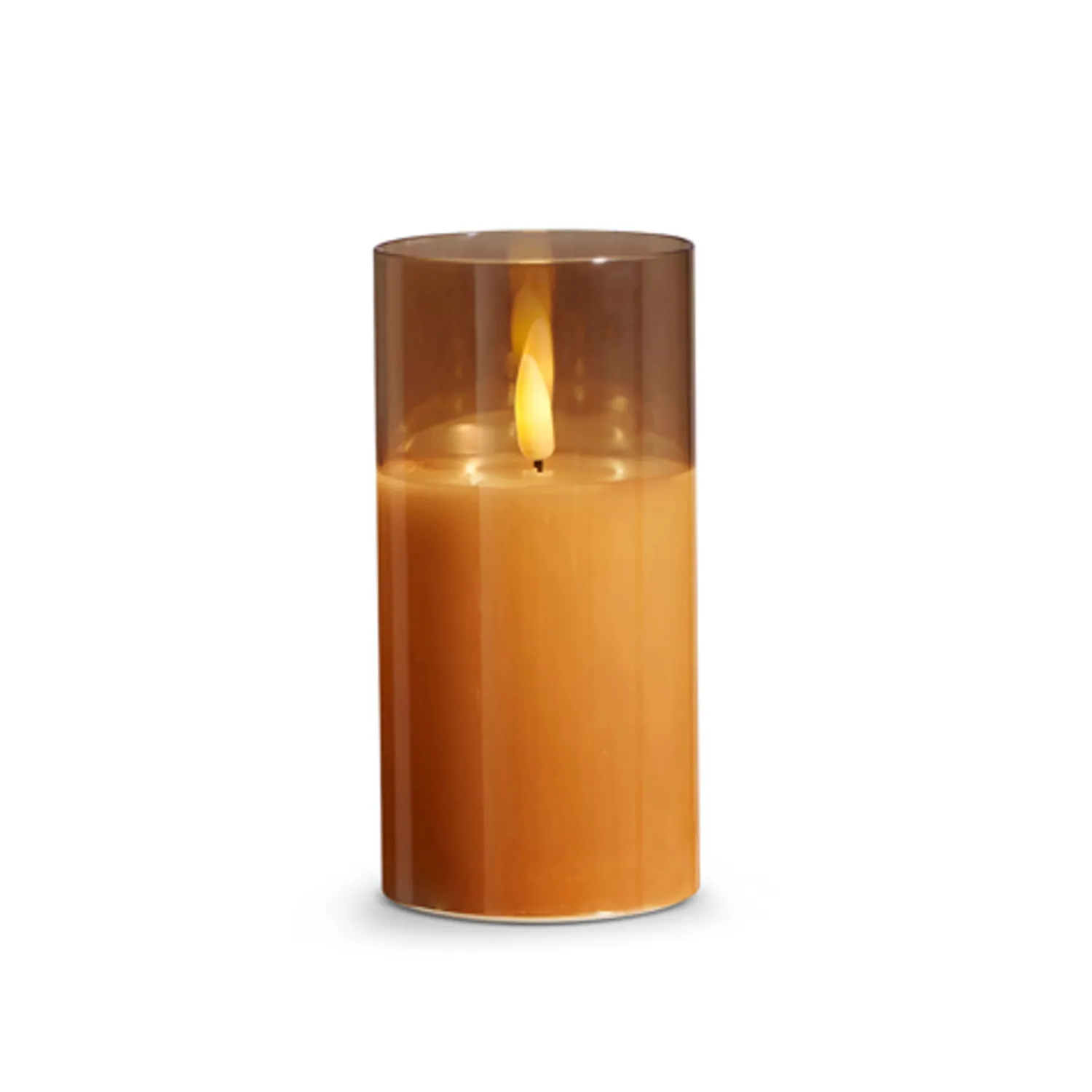 New The Jolly Christmas Shop Raz Pillar Battery Operated Flickering Candle In Gold Glass