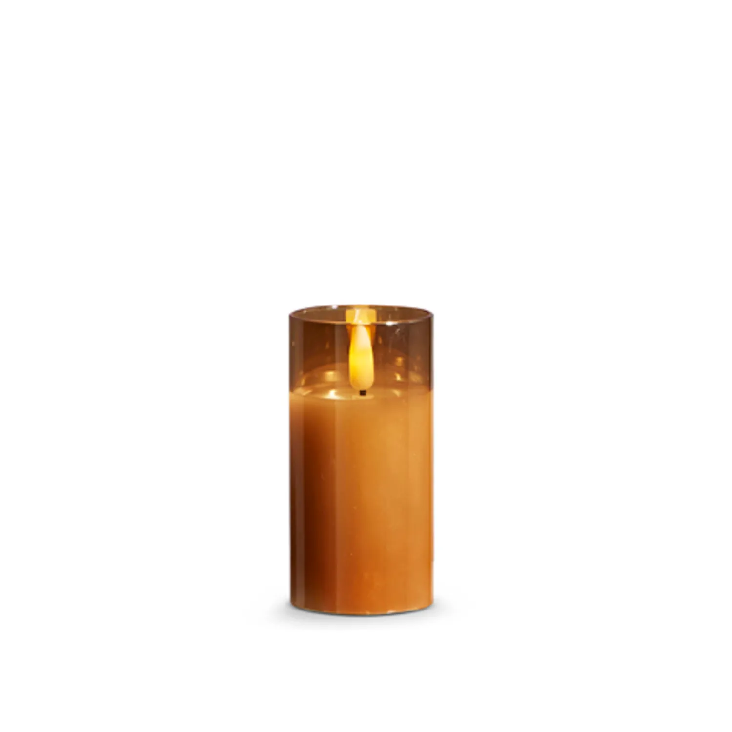 New The Jolly Christmas Shop Raz Pillar Battery Operated Flickering Candle In Gold Glass