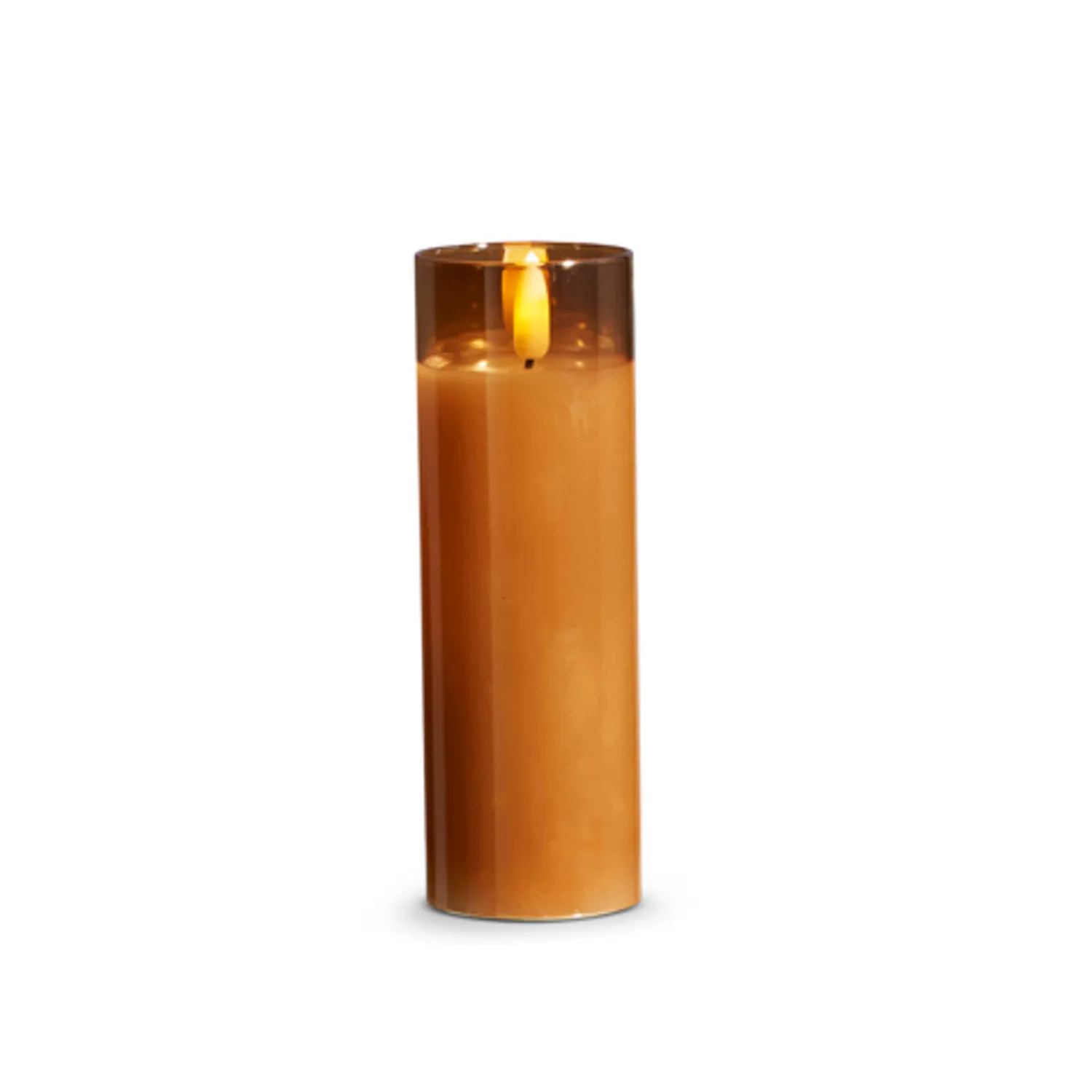 New The Jolly Christmas Shop Raz Pillar Battery Operated Flickering Candle In Gold Glass
