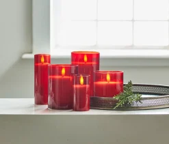 Discount The Jolly Christmas Shop Raz Pillar Battery Operated Flickering Candle In Red Glass