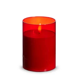 Discount The Jolly Christmas Shop Raz Pillar Battery Operated Flickering Candle In Red Glass
