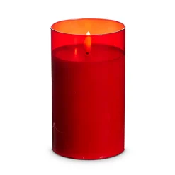 Discount The Jolly Christmas Shop Raz Pillar Battery Operated Flickering Candle In Red Glass
