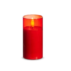 Discount The Jolly Christmas Shop Raz Pillar Battery Operated Flickering Candle In Red Glass