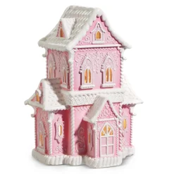 Discount The Jolly Christmas Shop Raz Pink And White Lighted Christmas Gingerbread House Decoration
