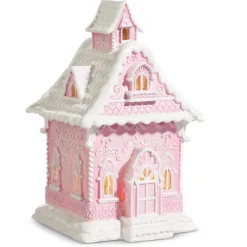 Discount The Jolly Christmas Shop Raz Pink And White Lighted Christmas Gingerbread House Decoration