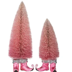 Best The Jolly Christmas Shop Raz Pink Bottle Brush Tree With Elf Shoes Christmas Decoration 4227115
