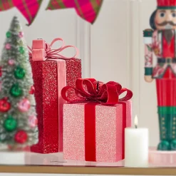Outlet The Jolly Christmas Shop Raz Red And Pink Sparkle Christmas Package Decorations 4306657