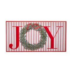 Hot The Jolly Christmas Shop Raz Red And White Striped Joy Or Noel Metal Framed Christmas Sign