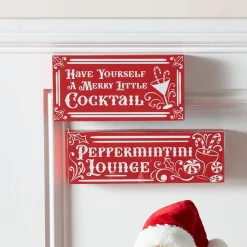 Outlet The Jolly Christmas Shop Raz Red High Shine Block Christmas Cocktail Sign