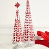 Clearance The Jolly Christmas Shop Raz Red Jeweled Tree With Silver Glitter Set Of 2 4313507