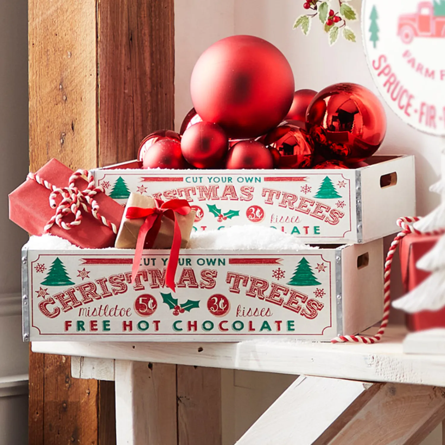 Online The Jolly Christmas Shop Raz Set Of 2 17.75" Christmas Tree Crates 4312378