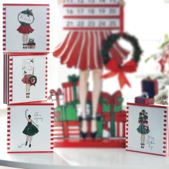 Hot The Jolly Christmas Shop Raz Set Of 4 6" Holiday Shopper Block Christmas Signs 4016290