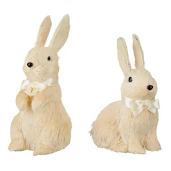 Outlet The Jolly Christmas Shop Raz Set Of 2 11" Ivory Glittered Bunny Decoration 4116096