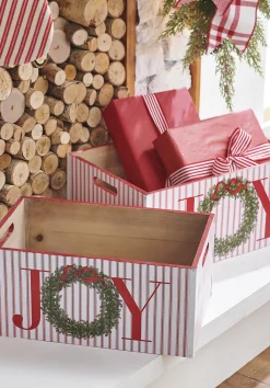 Hot The Jolly Christmas Shop Raz Set Of 2 17.75" Joy Crates Christmas Decorations 4212313